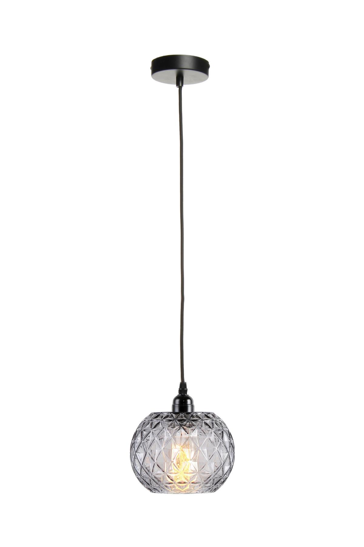 Hängeleuchte Corvus Klar / Grau - Klar/Grau, Basics, Glas (18/18/18cm) - Kayoom
