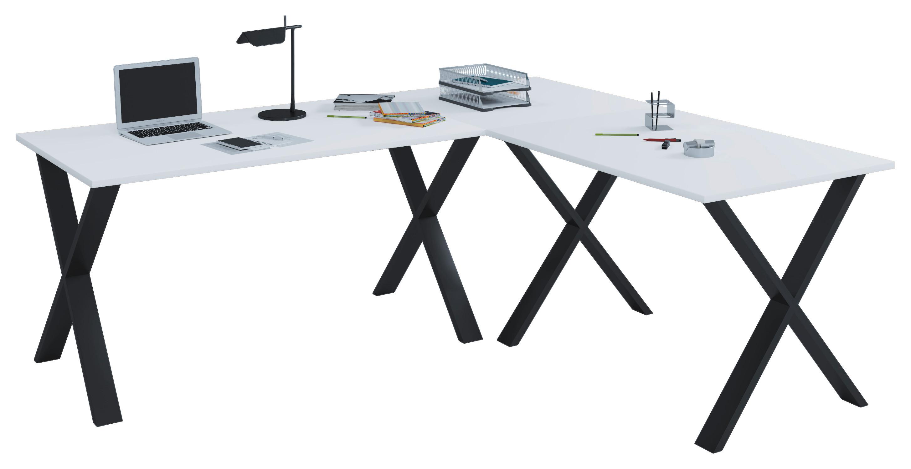 Kotna Pisalna Miza Lona, Bela, Črna - črna/bela, Moderno, kovina/leseni material (220/80/76cm) - MID.YOU