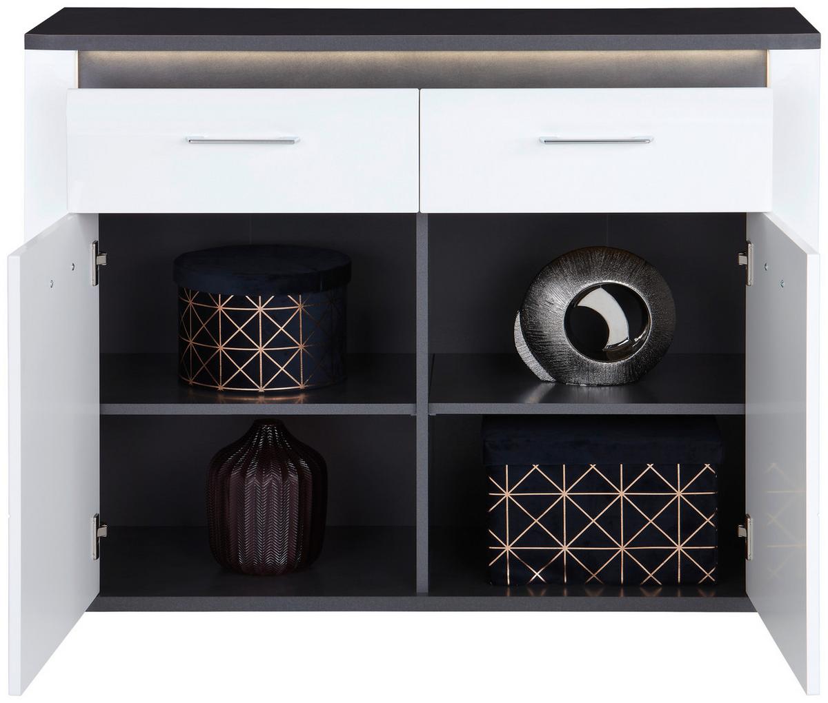 Komoda Alassio Alsk12 - barve kroma/črna, Moderno, umetna masa/leseni material (109/86,2cm) - Mömax