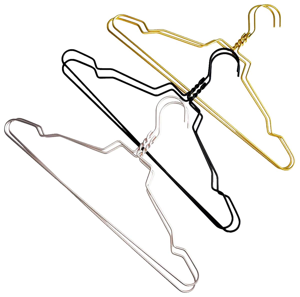 Kleiderbügelset Wire in Schwarz/Silber/Goldfarben - Silberfarben/Goldfarben, KONVENTIONELL, Metall - Modern Living