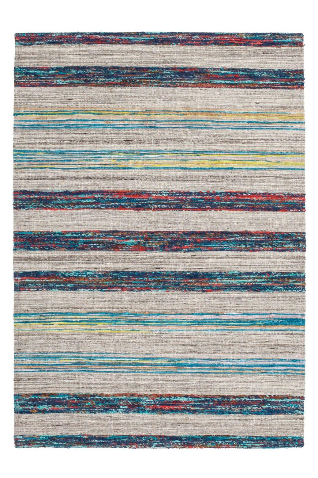 Handwebteppich Duarte 210 Natur/blau 120x170 - Blau/Naturfarben, Basics, Textil (120/170cm) - Kayoom