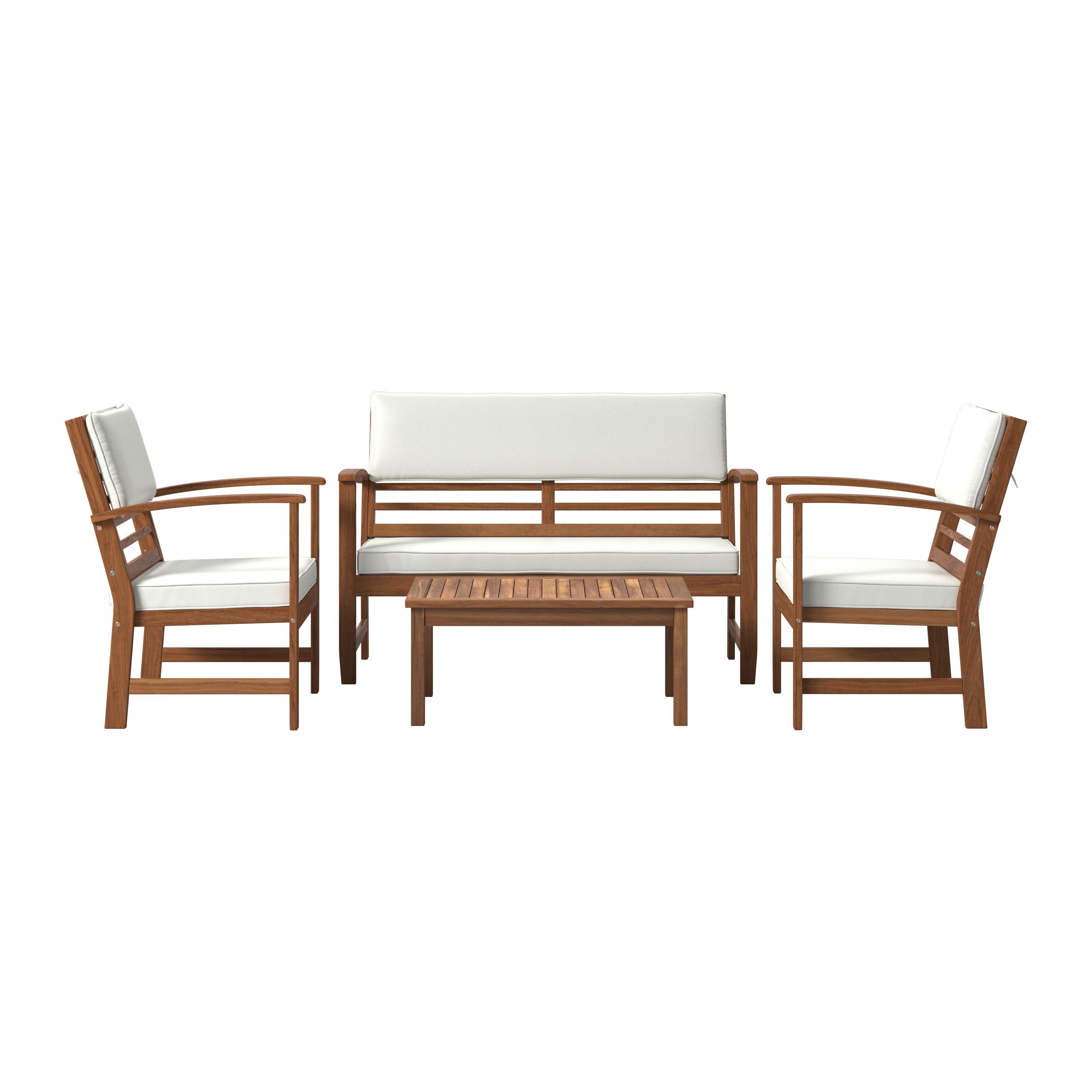 Lounge Garnitura Zypern, Naravna, Bež, 4-Delno - krem barve/barve akacije, Natur, les/valovita lepenka (120/61/80cm) - Mömax