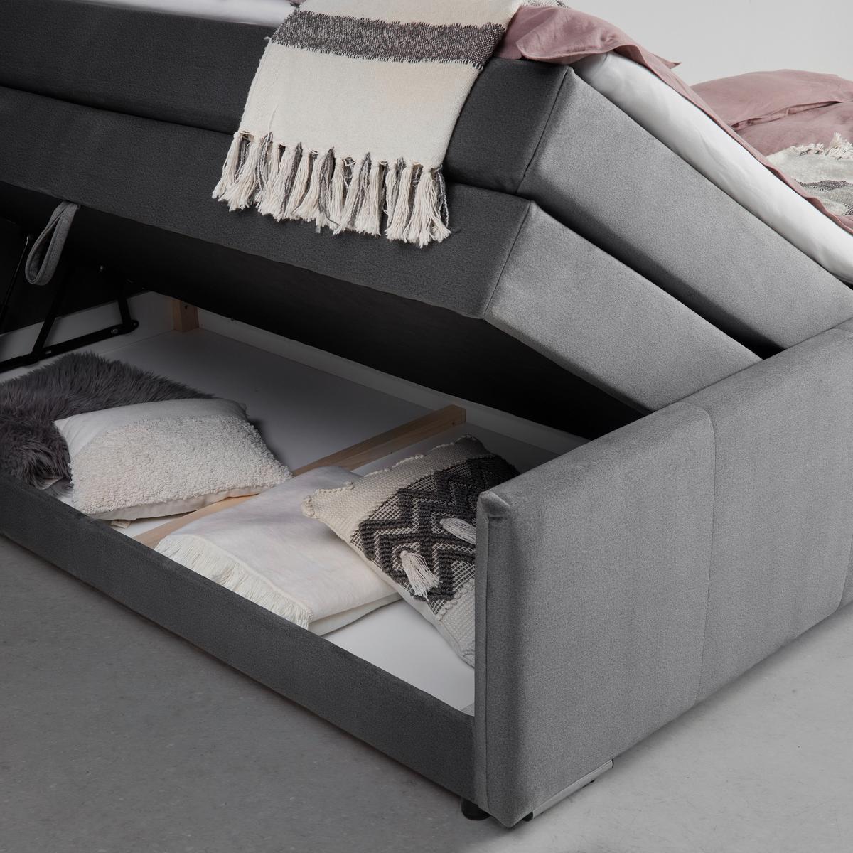 Boxspring-ágy Leonora - szürke, Modern, textil/fa (200/200cm) - Bessagi Home