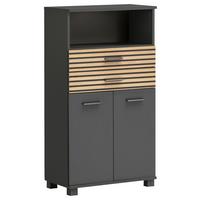Srednje Visoka Omara Katta, Antracit, Barva Hrasta - črna/barve hrasta, Moderno, kovina/umetna masa (59,8/110,5/32,6cm) - Stylife