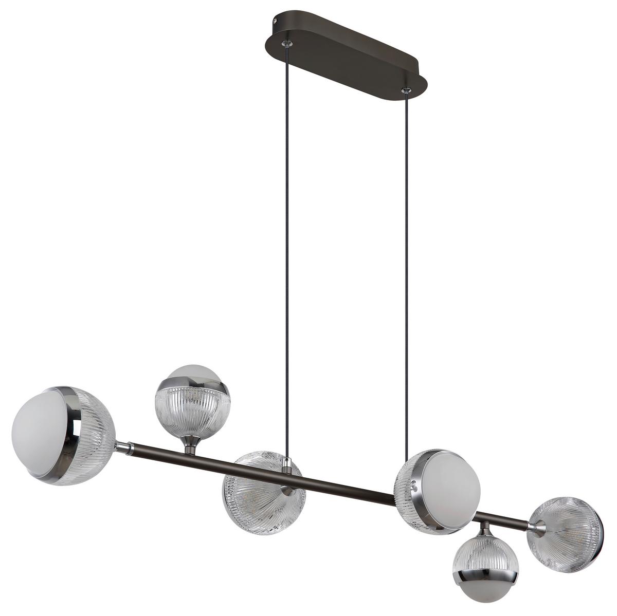 LED-Hängeleuchte Untsy Chrom-/Titanfarben max.42 Watt - Chromfarben/Klar, KONVENTIONELL, Kunststoff/Metall (91/28cm) - Globo