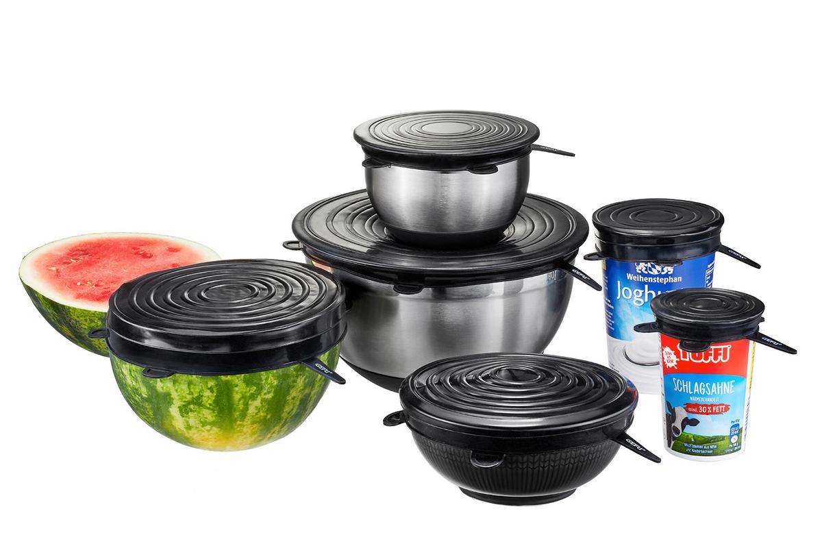 ZESTAW POKRYWEK SILIKONOWYCH 12765 6 SZT. - czarny, Basics, tworzywo sztuczne - Gefu