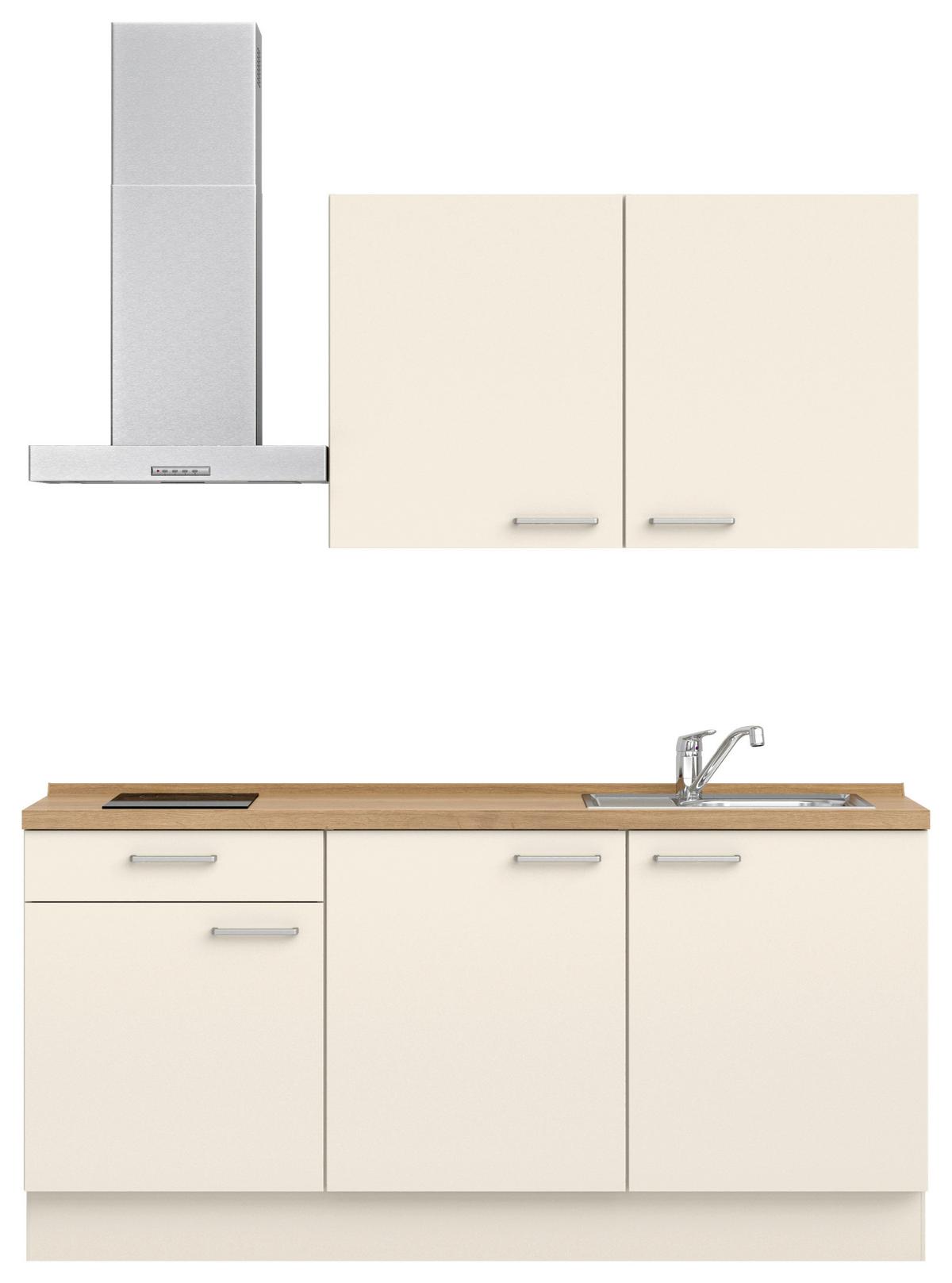 Küchenblock Touch Low m. Geräten Magnolie - Edelstahlfarben/Eichefarben, MODERN, Holzwerkstoff/Metall (180cm) - Nobilia
