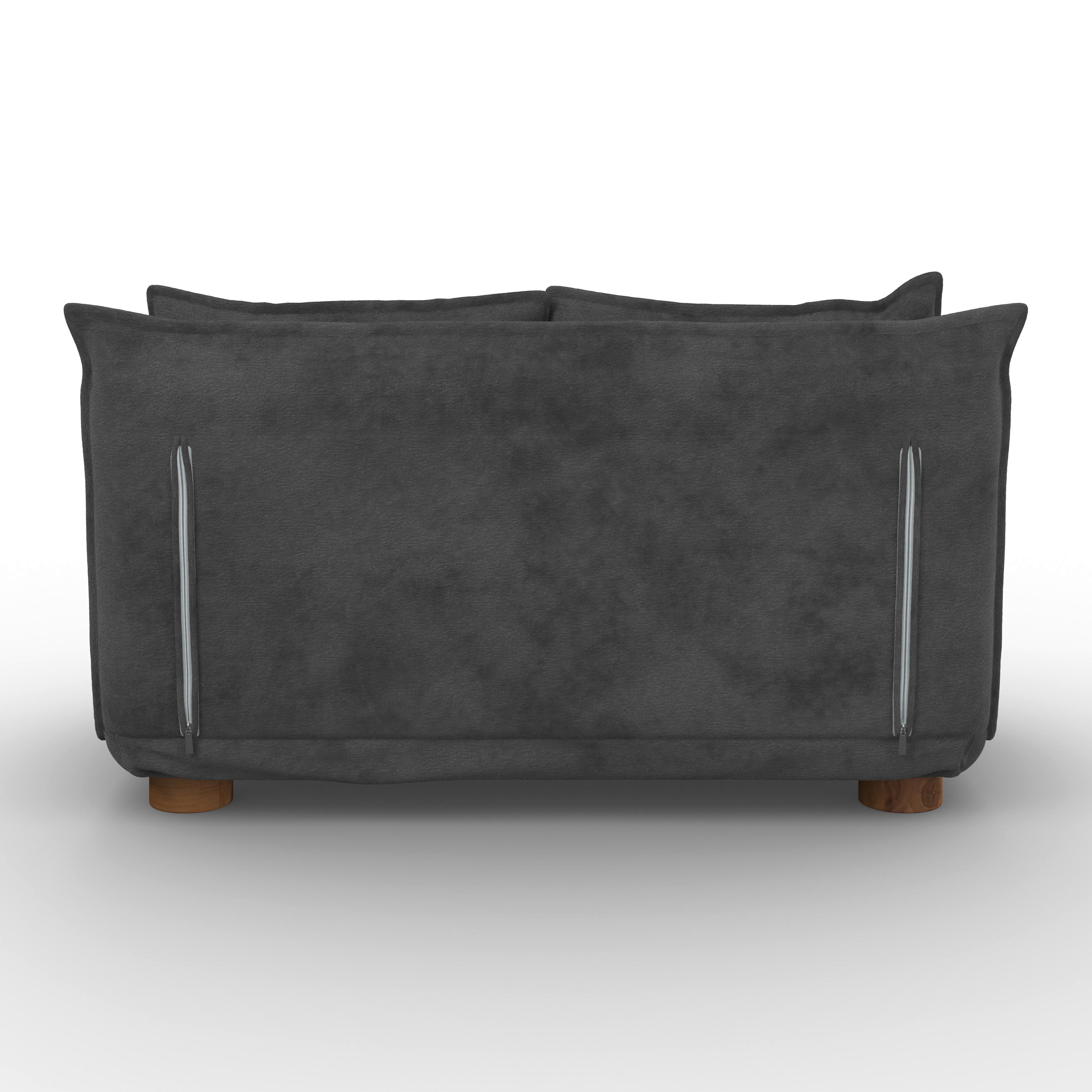 BÄDDSOFFA BELLA - mörkgrå/naturfärgad, Modern, metall/trä (141/77/85cm) - Bessagi Home