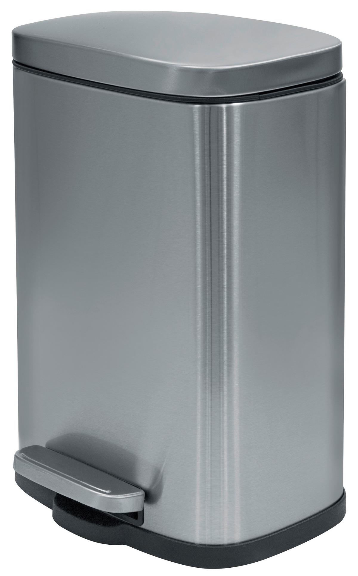 Treteimer Akira Brushed - Silberfarben/Schwarz, Basics, Kunststoff/Metall (28,0/19,3/37,9cm) - Spirella