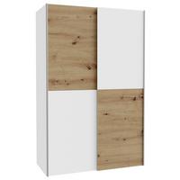 Schwebetürenschrank Ohio in Weiß ca. 120x190,5x61,2cm - Alufarben/Weiß, KONVENTIONELL, Holzwerkstoff/Metall (120/190,5/61,5cm) - Based