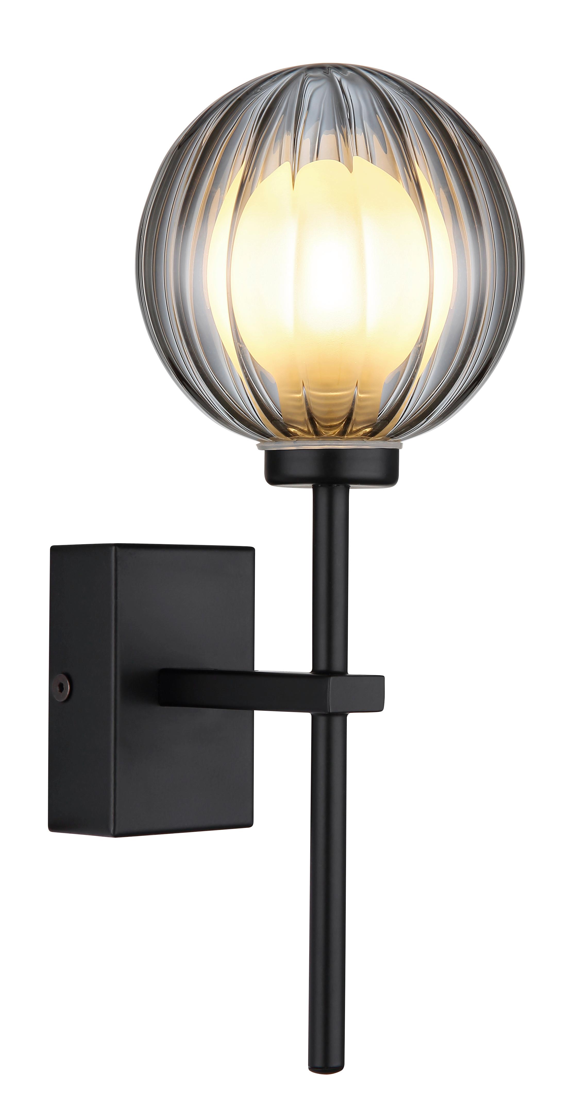 BADEZIMMER-WANDLEUCHTE 41928W - Schwarz, Design, Glas/Metall (26/10/14,1cm) - Globo