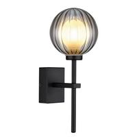 BADEZIMMER-WANDLEUCHTE 41928W - Schwarz, Design, Glas/Metall (26/10/14,1cm) - Globo