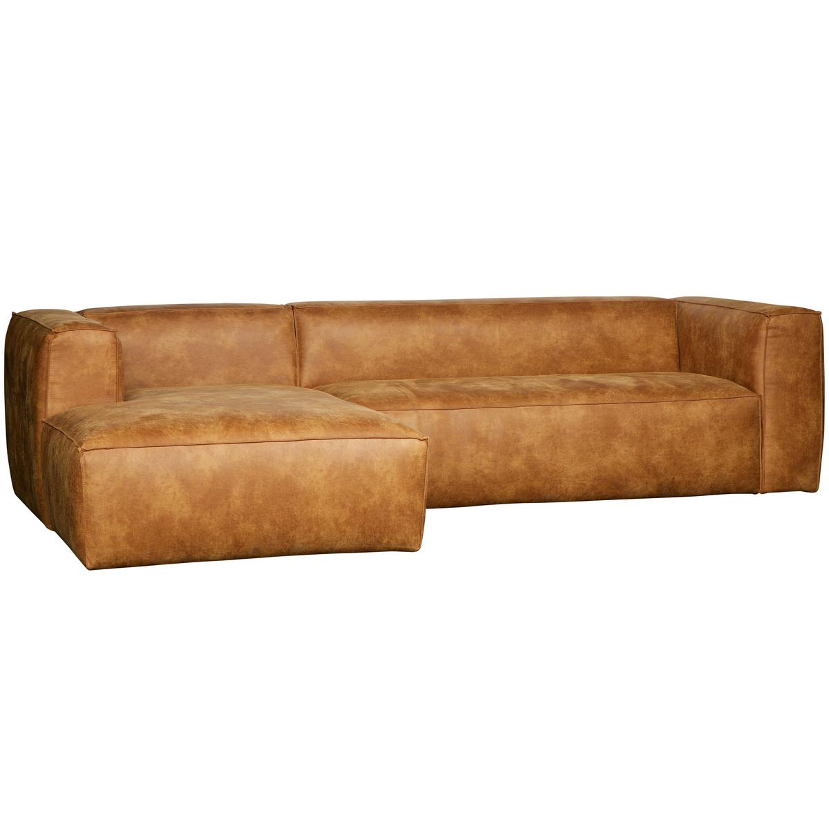 ECKSOFA Bean Cognac S: 175x305cm - Cognac/Schwarz, Design, Leder/Kunststoff (175/305cm) - Livetastic