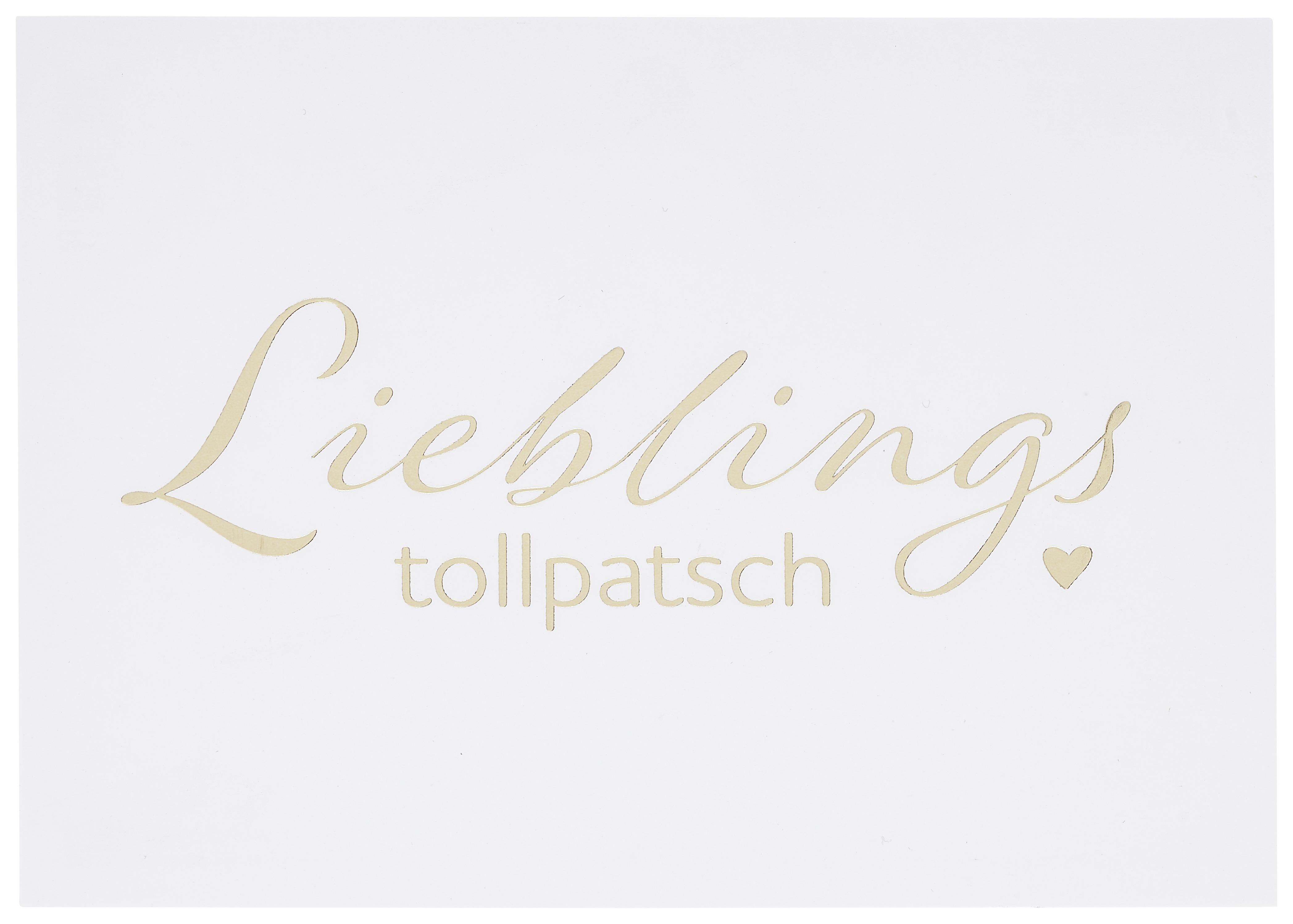 Postkarte Lieblingstollpatsch - Goldfarben/Weiß, Papier (14,8/10,5cm)