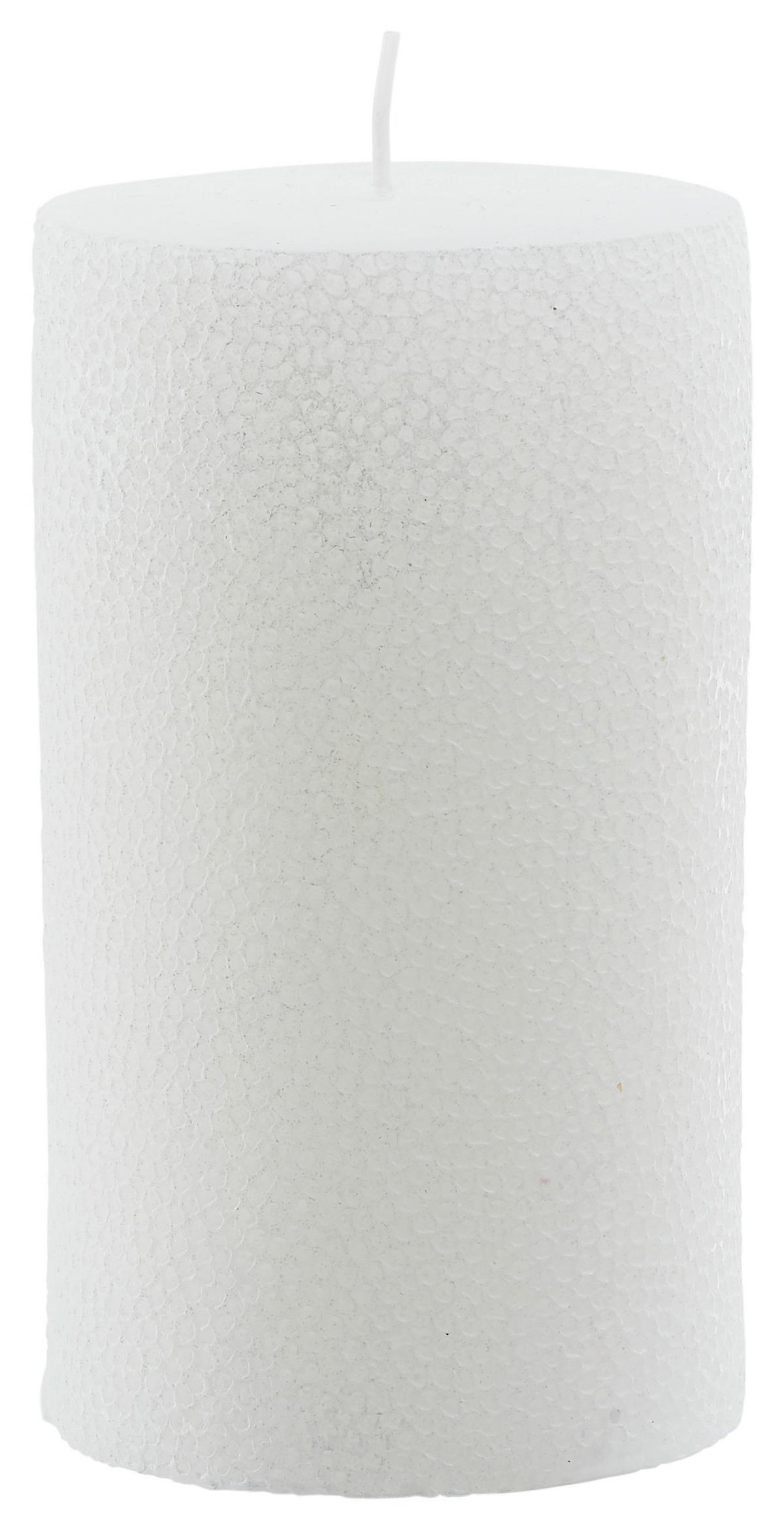 Stumpenkerze Dots diverse Farben - Weiss/Hellrosa (8/14cm) - Premium Living
