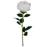 Dekozweig Englische Rose I Weiß/Braun - Weiß/Braun, ROMANTIK / LANDHAUS, Kunststoff (63cm) - Mömax