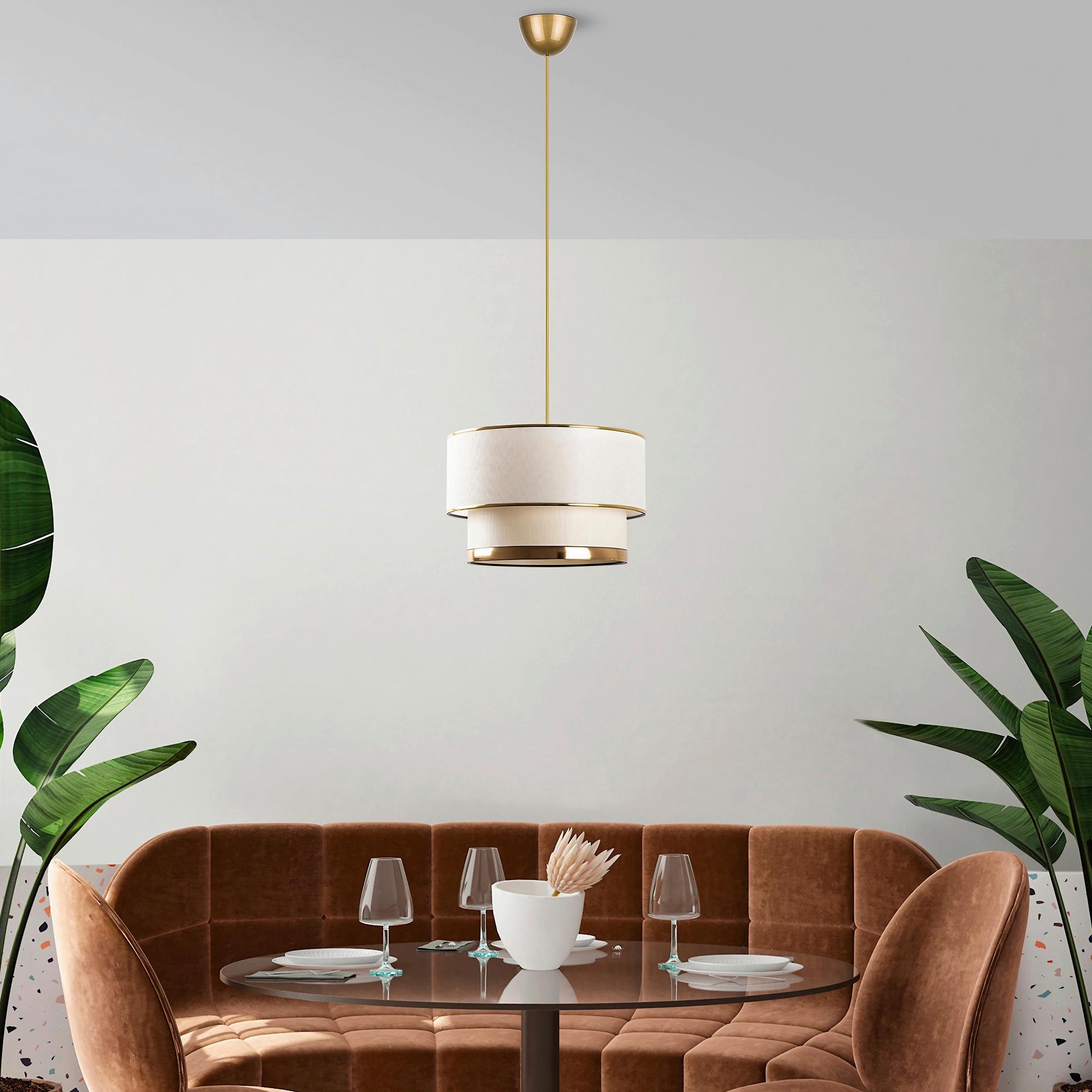 LAMPA WISZĄCA CAKE - CREAM, GOLD - kremowy/kolor złoty, Design, metal/tkanina (30/65cm) - P & B