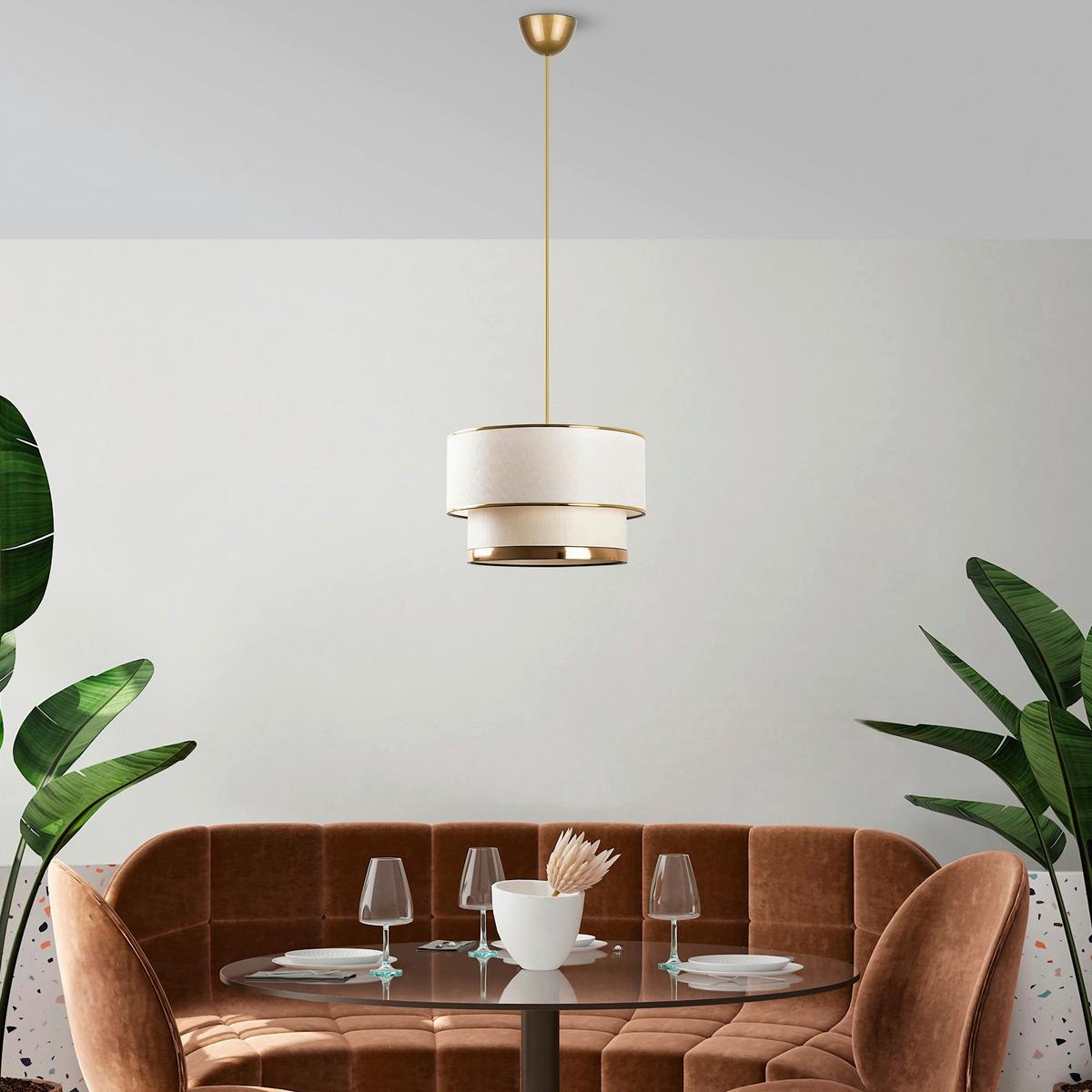 LAMPA WISZĄCA CAKE - CREAM, GOLD - kremowy/kolor złoty, Design, metal/tkanina (30/65cm) - P & B