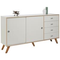 Sideboard in Weiss - Weiss/Silberfarben, Modern, Holzwerkstoff/Metall (160/88,5/40cm) - Mömax