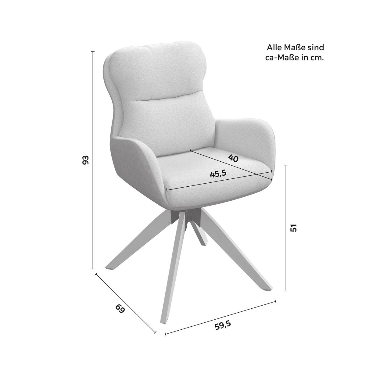 Armlehnstuhl Neelia Greige Webstoff Drehbar Gepolstert - Greige/Naturfarben, MODERN, Holz/Textil (59,5/93/69cm) - Bessagi Home