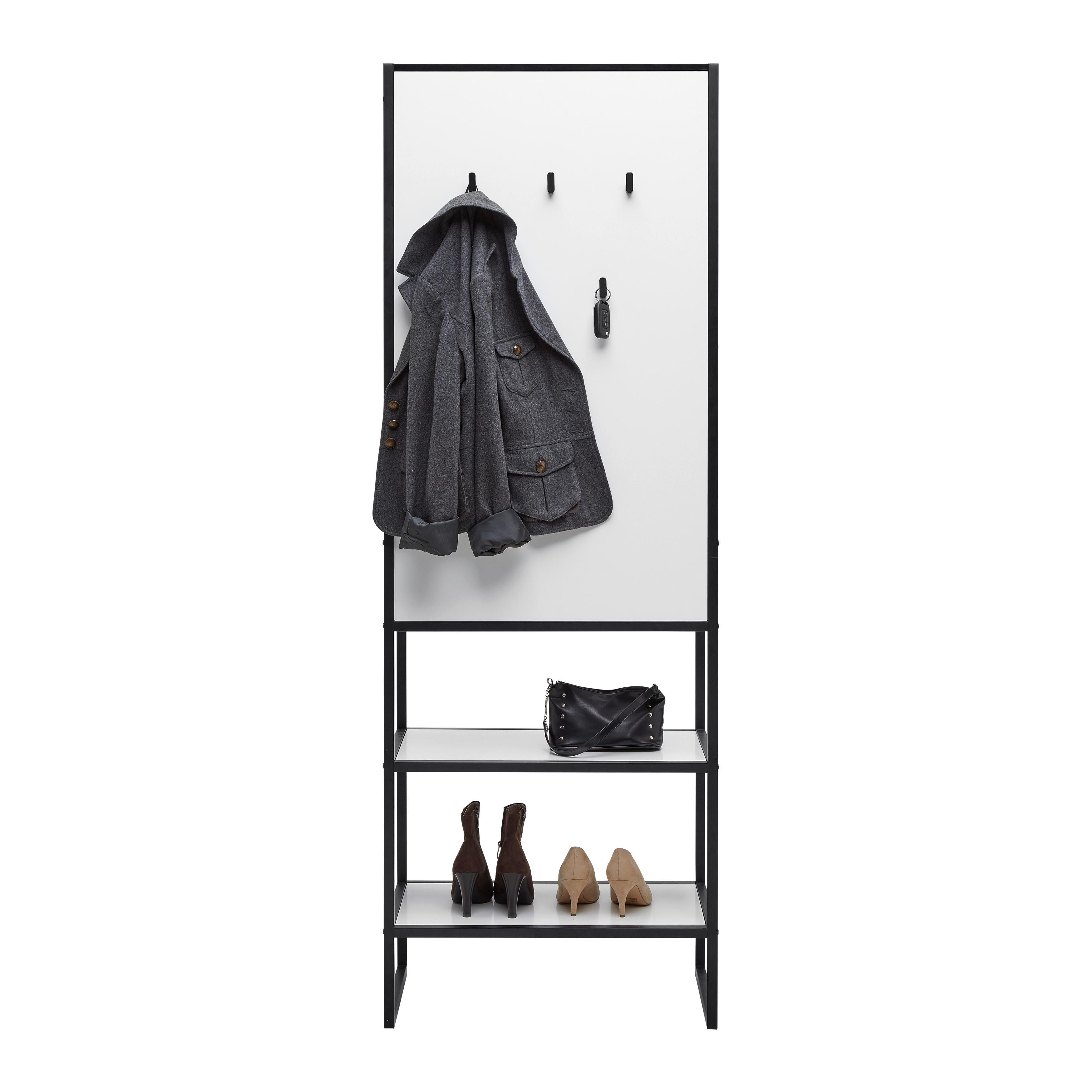 Garderobe Hilla Schwarz/Weiss - Weiss/Schwarz, Modern, Holzwerkstoff/Metall (64/185/40cm) - Mömax