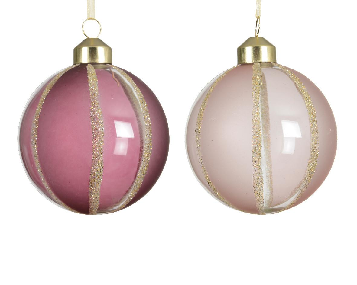 Glob de Crăciun din sticlă cca. 8 cm Belle - bej/roz, Basics (8,00/8,00cm)
