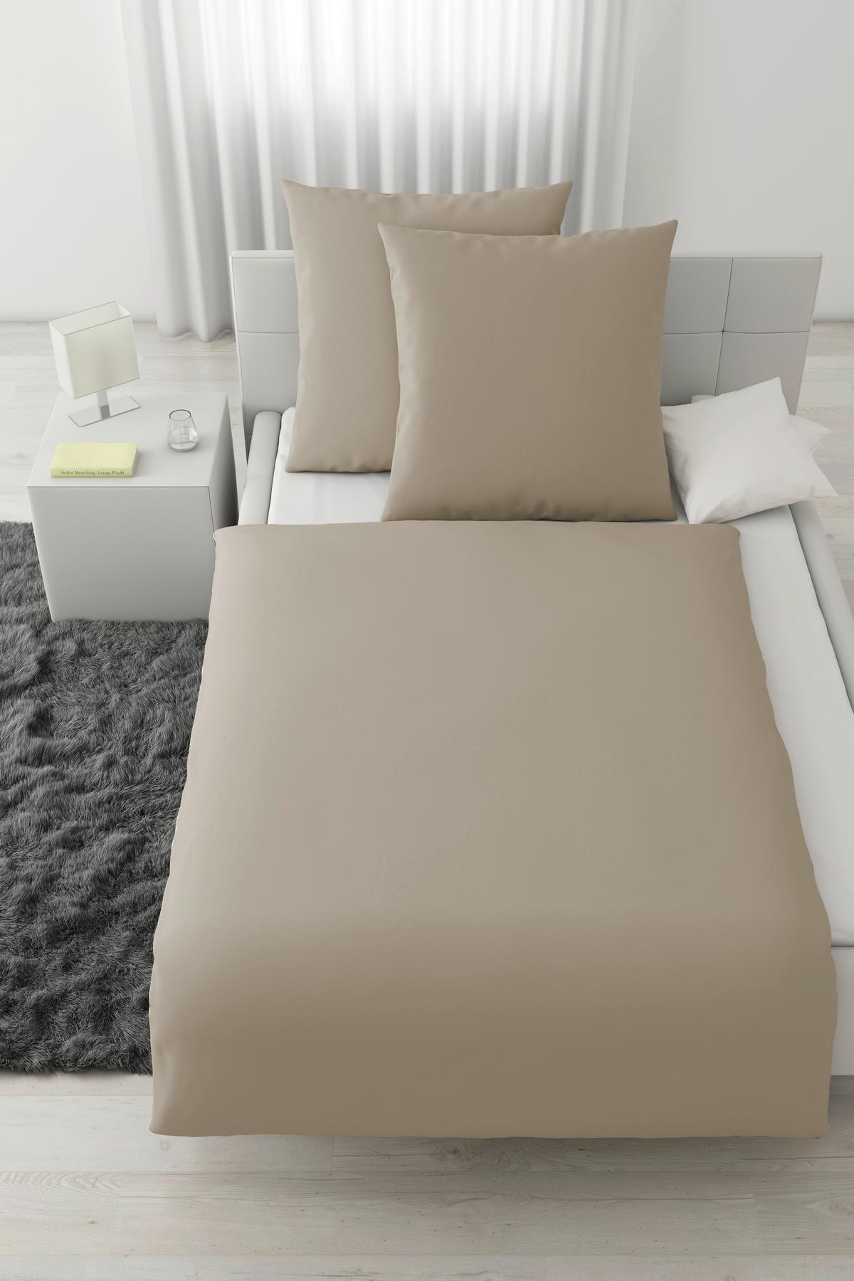 Bettwäsche Stone Washed Uni XXL Naturfarben ca. 200x200cm - Naturfarben, MODERN, Textil (200/200cm) - Modern Living