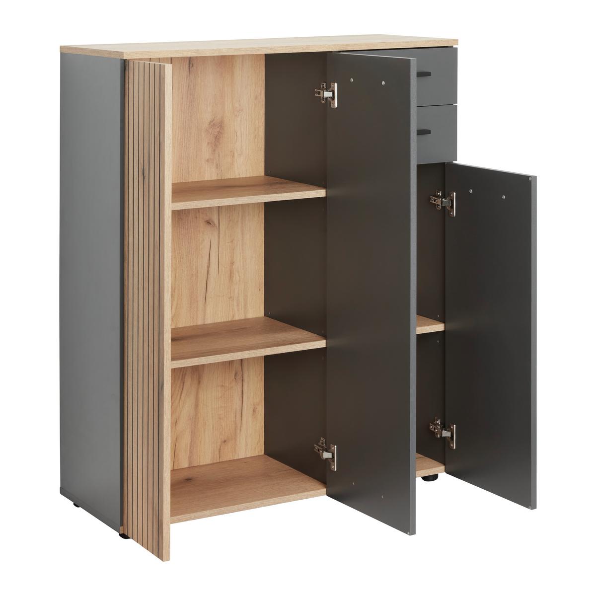 Ormar Za Cipele Cadix - boje hrasta/crna, Moderno, drvni materijal/plastika (90/110/36cm) - Modern Living