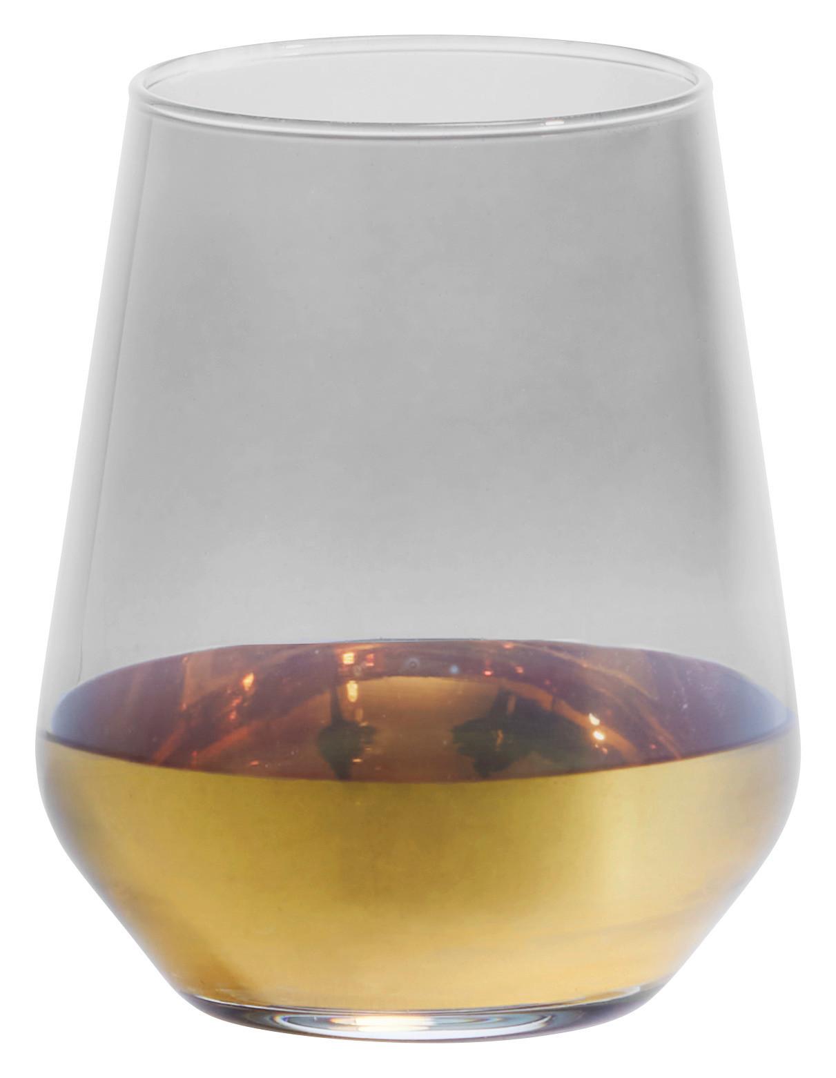 Trinkglas Glamour in Schwarz/Goldfarben ca.425ml - Goldfarben/Schwarz, ROMANTIK / LANDHAUS, Glas (6,8/11cm) - Premium Living