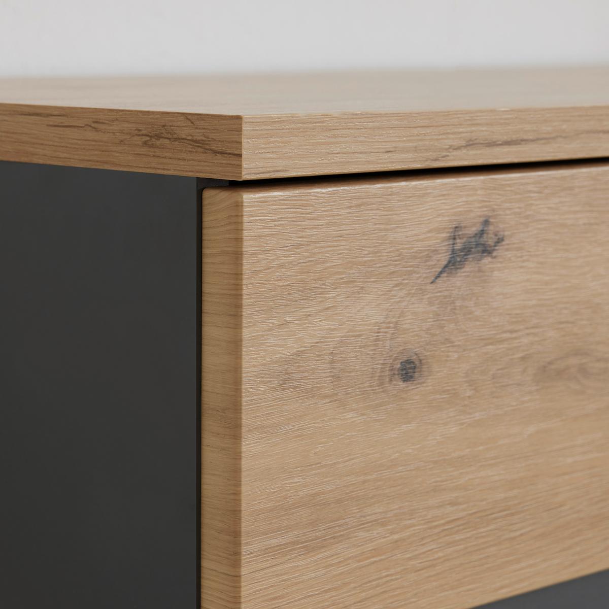 Kommode in Graphitfarben/Eiche Artisan - Silberfarben/Graphitfarben, MODERN, Holzwerkstoff (120/107/38cm) - Mömax