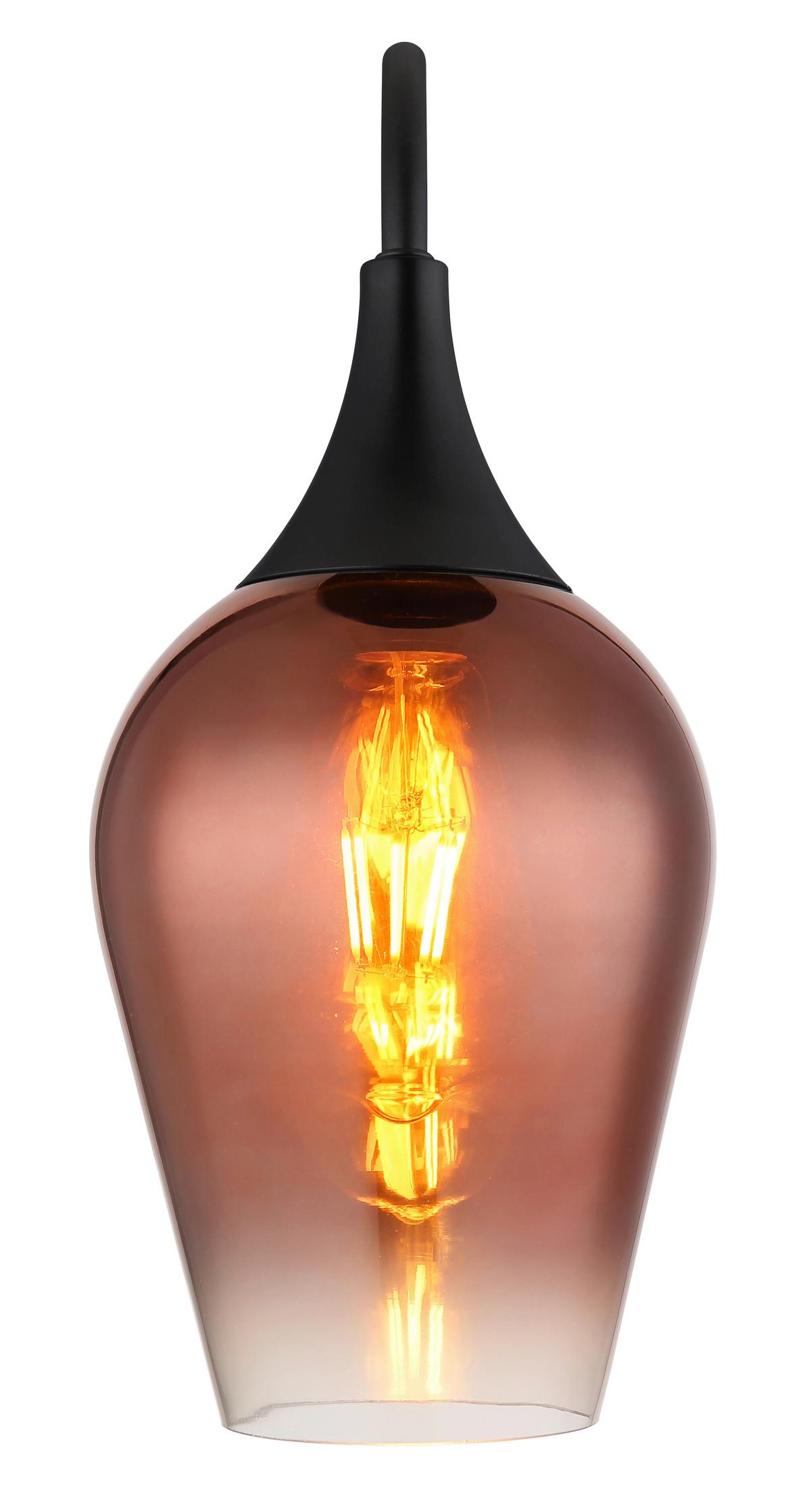 Wandleuchte Lavus Schwarz/Kupferfarben max. 40 W - Konventionell (15/36cm) - Globo