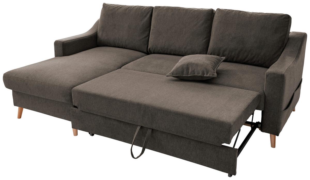 Wohnlandschaft Valentina Braun Struktur - Braun/Naturfarben, KONVENTIONELL, Holz/Textil (150/228cm) - P & B