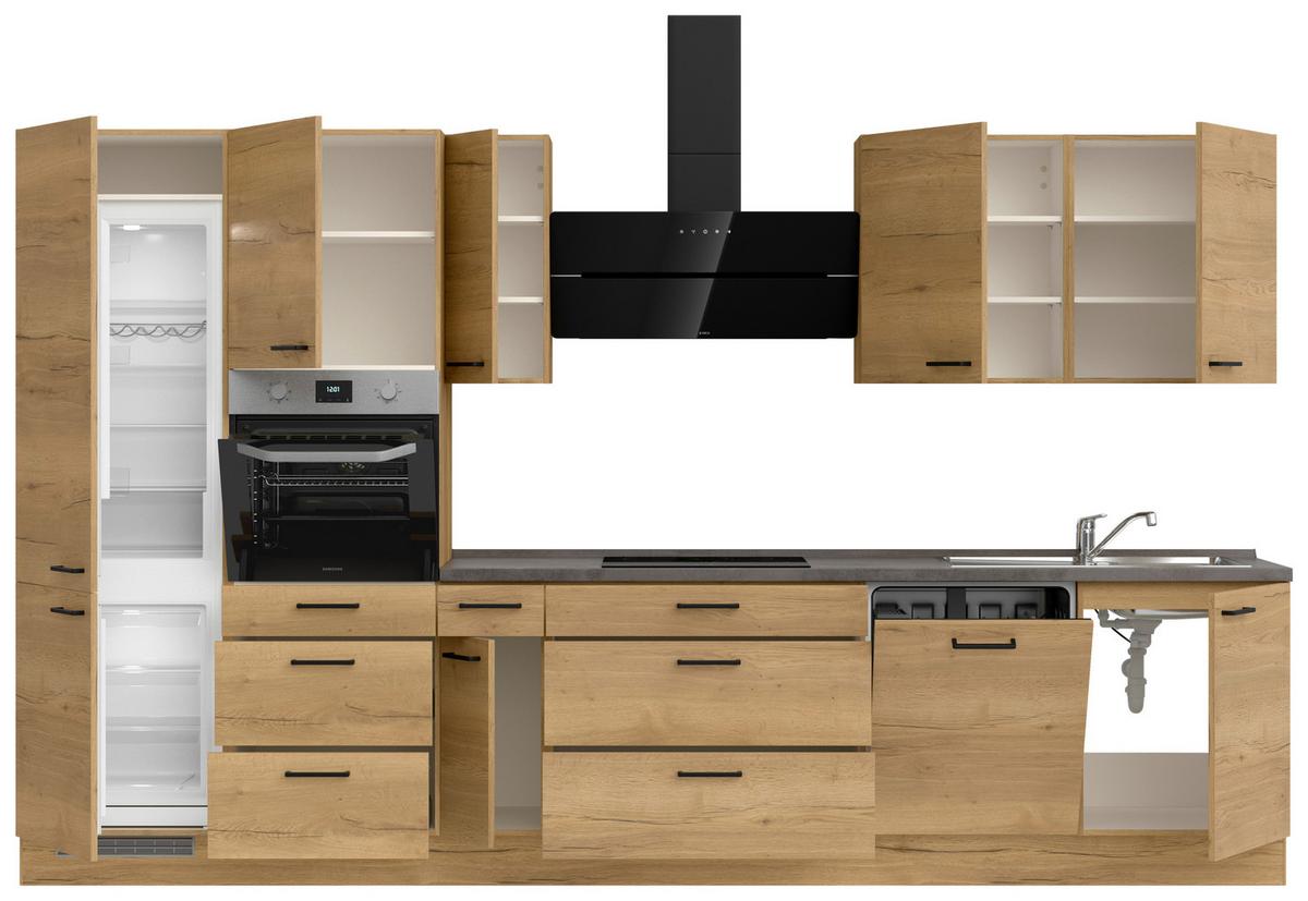Küchenleerblock Structura High o. Geräte Eiche - Schieferfarben/Eichefarben, MODERN, Holzwerkstoff/Metall (360cm) - Nobilia