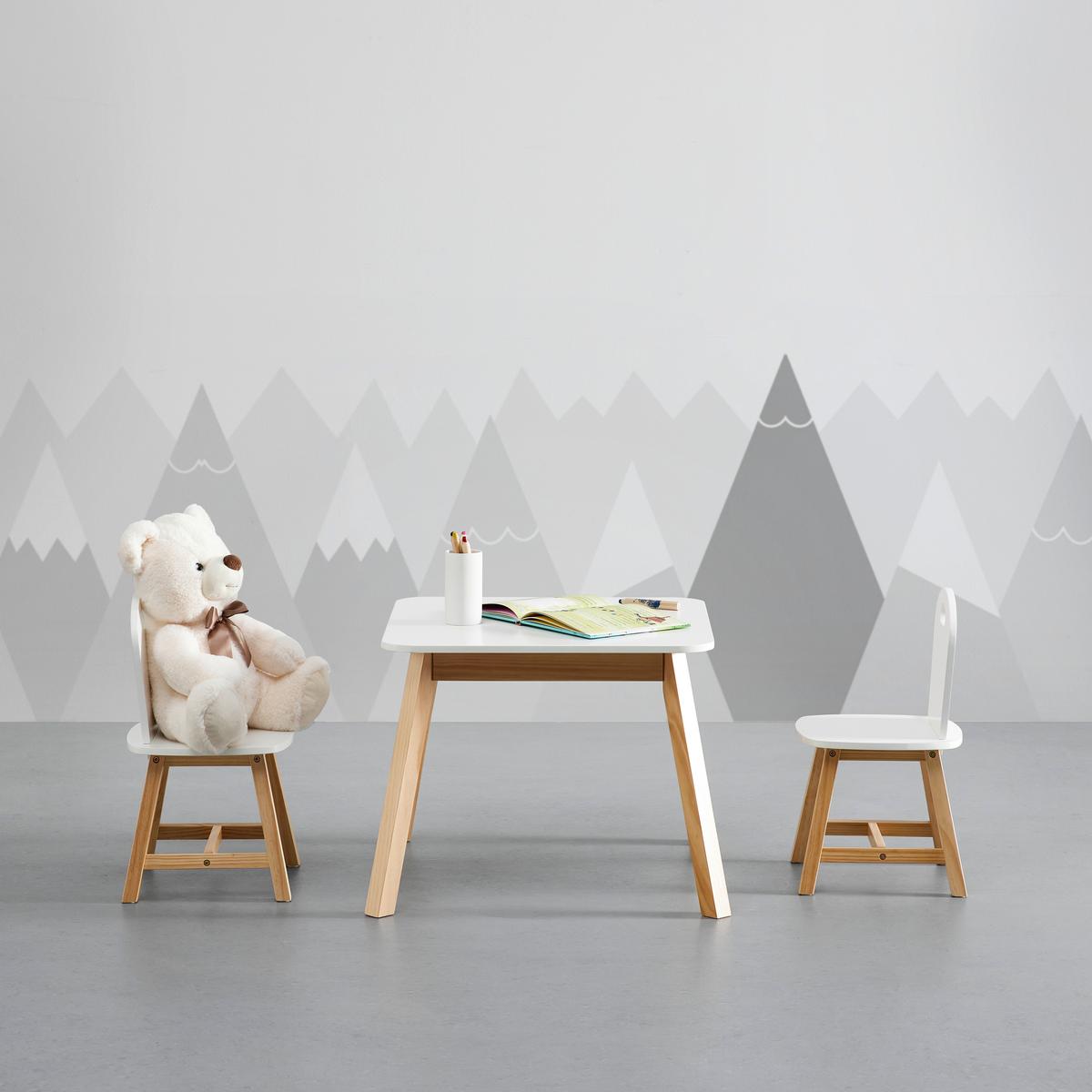 Otroški Set Mize In Stolov Pino, Bela, Naravna Barva - barve bora/bela, Moderno, les (55/45/55cm) - Bessagi Kids