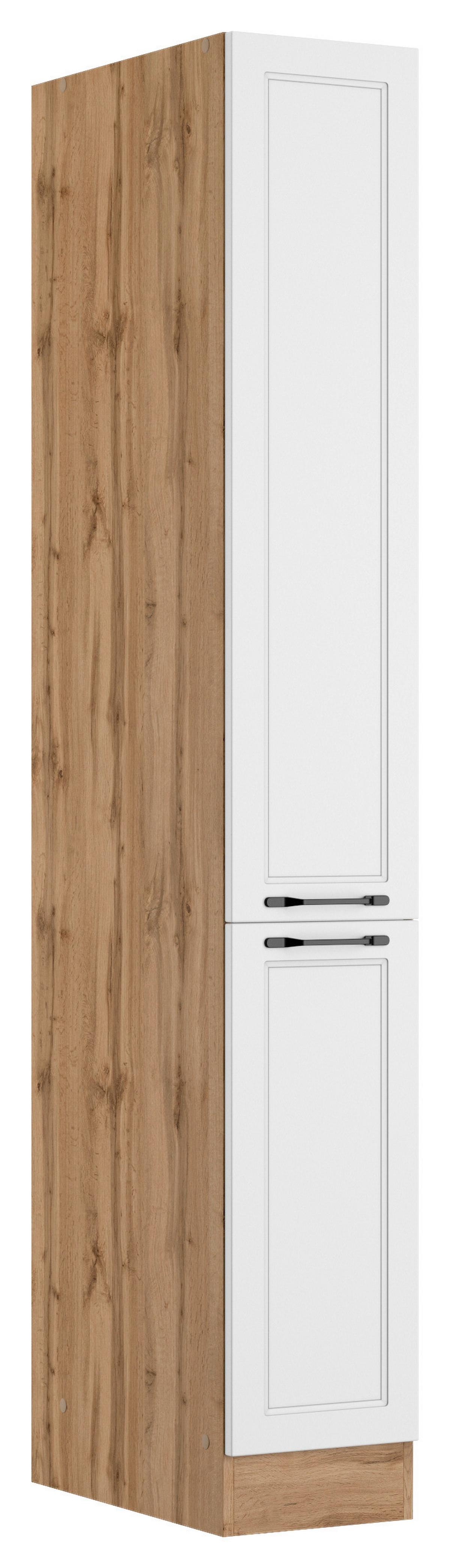 Apothekerschrank Meran ca. 30x200x60 cm Weiß/Eiche - Eiche Wotan/Schwarz, LIFESTYLE, Holzwerkstoff/Metall (30/200/60cm) - Held