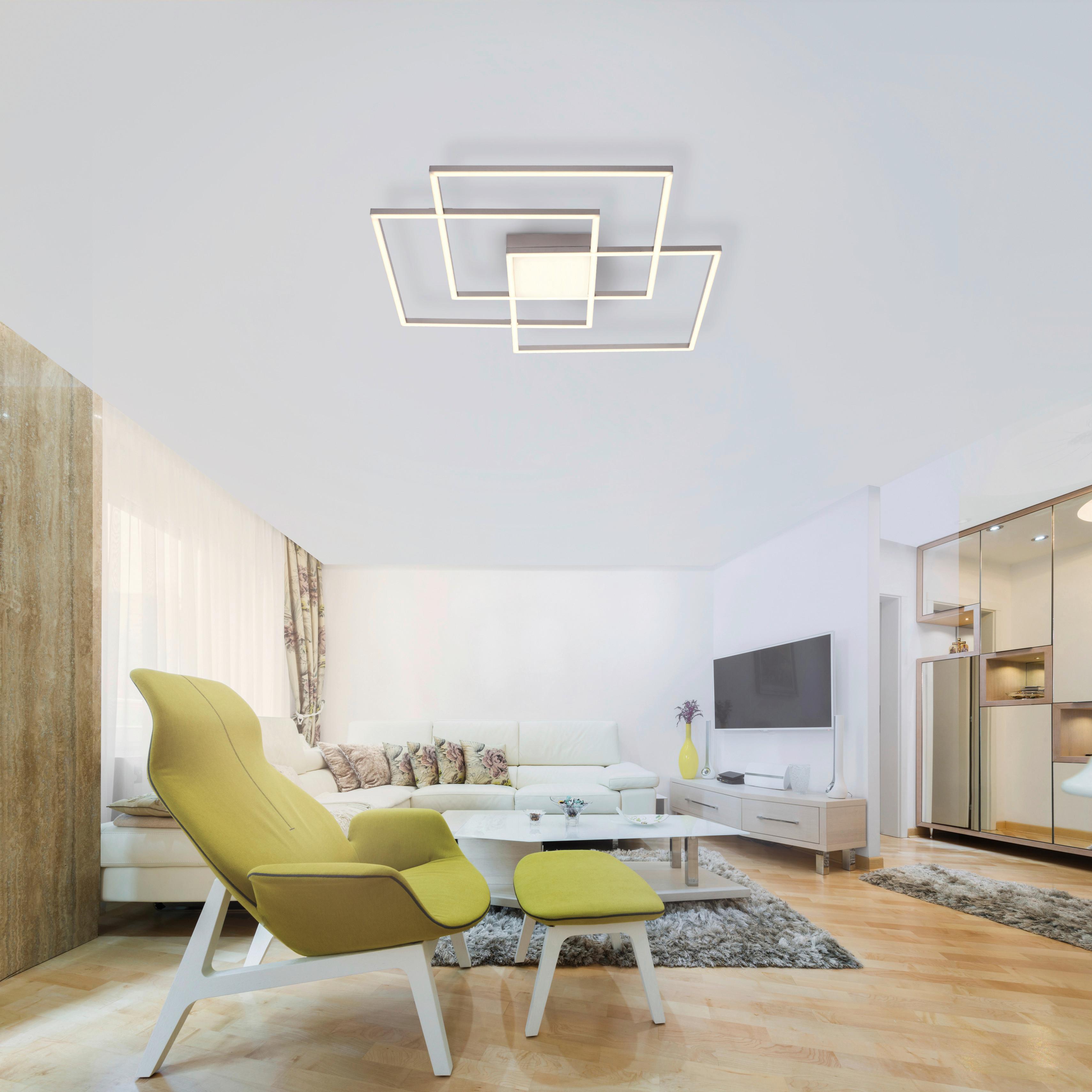 LED-Deckenleuchte Asmin max. 48 Watt - Silberfarben, Design, Kunststoff/Metall (75/75/6cm)