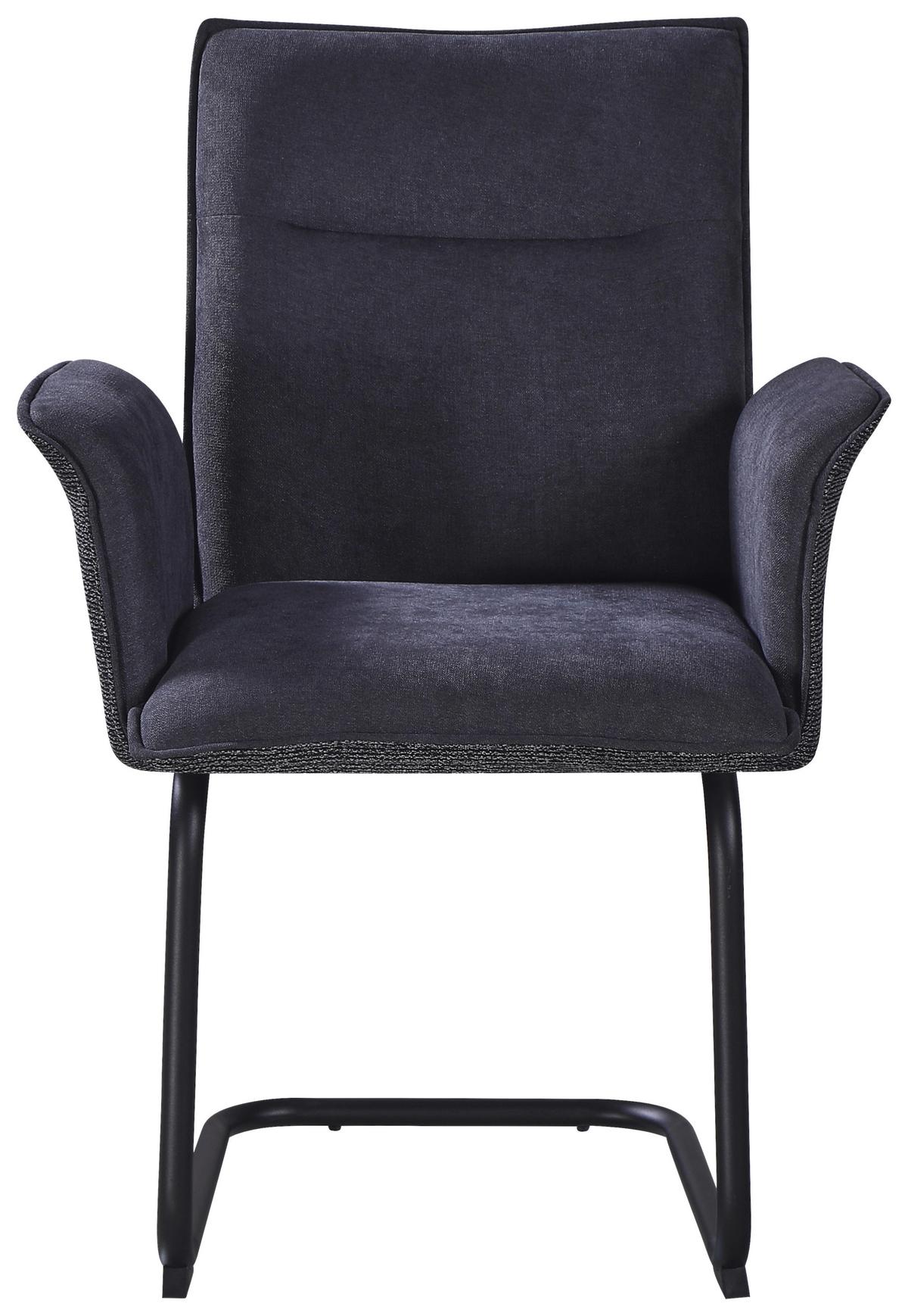 Armlehnstuhl Nova Grau - Schwarz/Grau, MODERN, Textil/Metall (63/90/61cm) - Premium Living