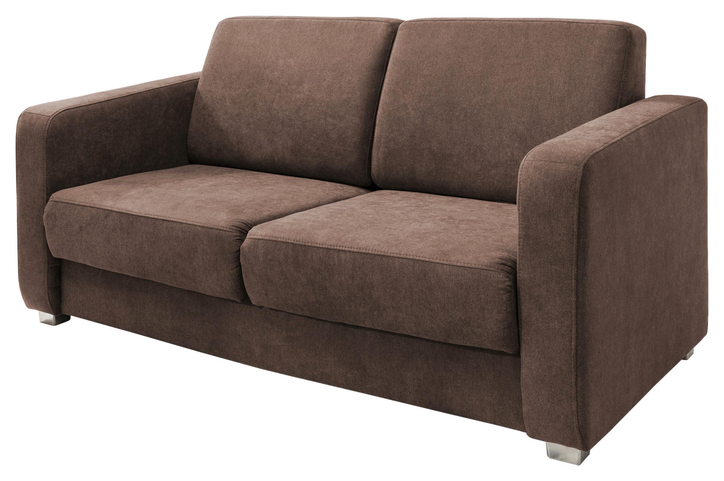 Schlafsofa Mia Braun Mikrofaser - Chromfarben/Braun, Design, Kunststoff/Textil (159/88/87cm) - Livetastic