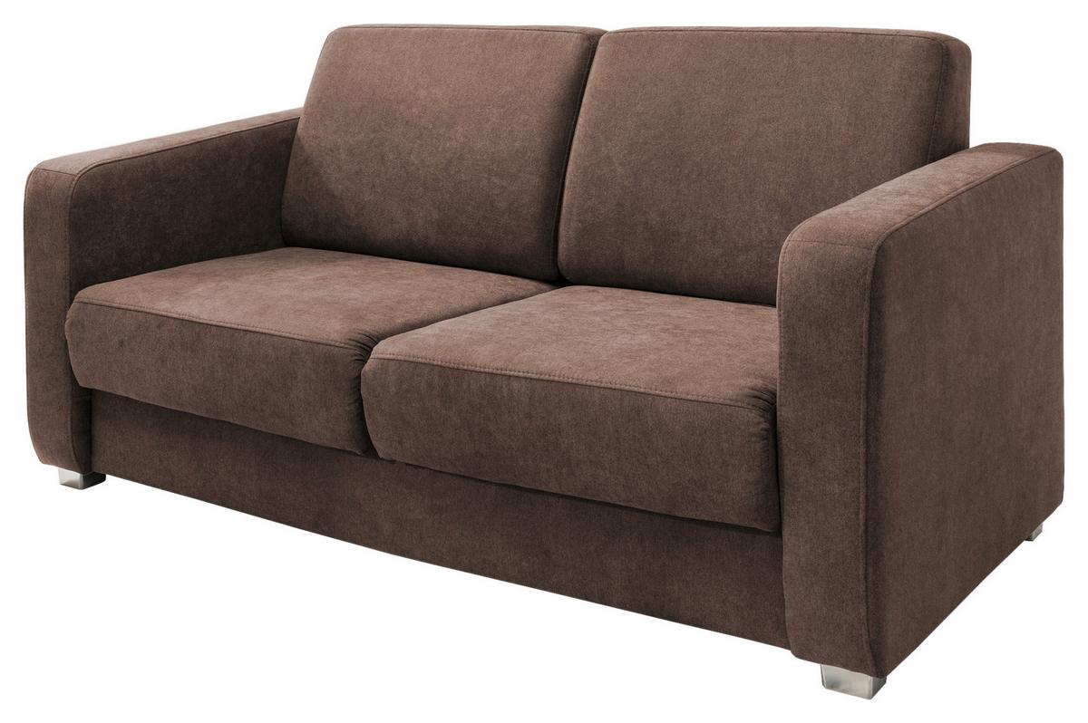 Schlafsofa Mia Braun Mikrofaser - Chromfarben/Braun, Design, Kunststoff/Textil (159/88/87cm) - Livetastic