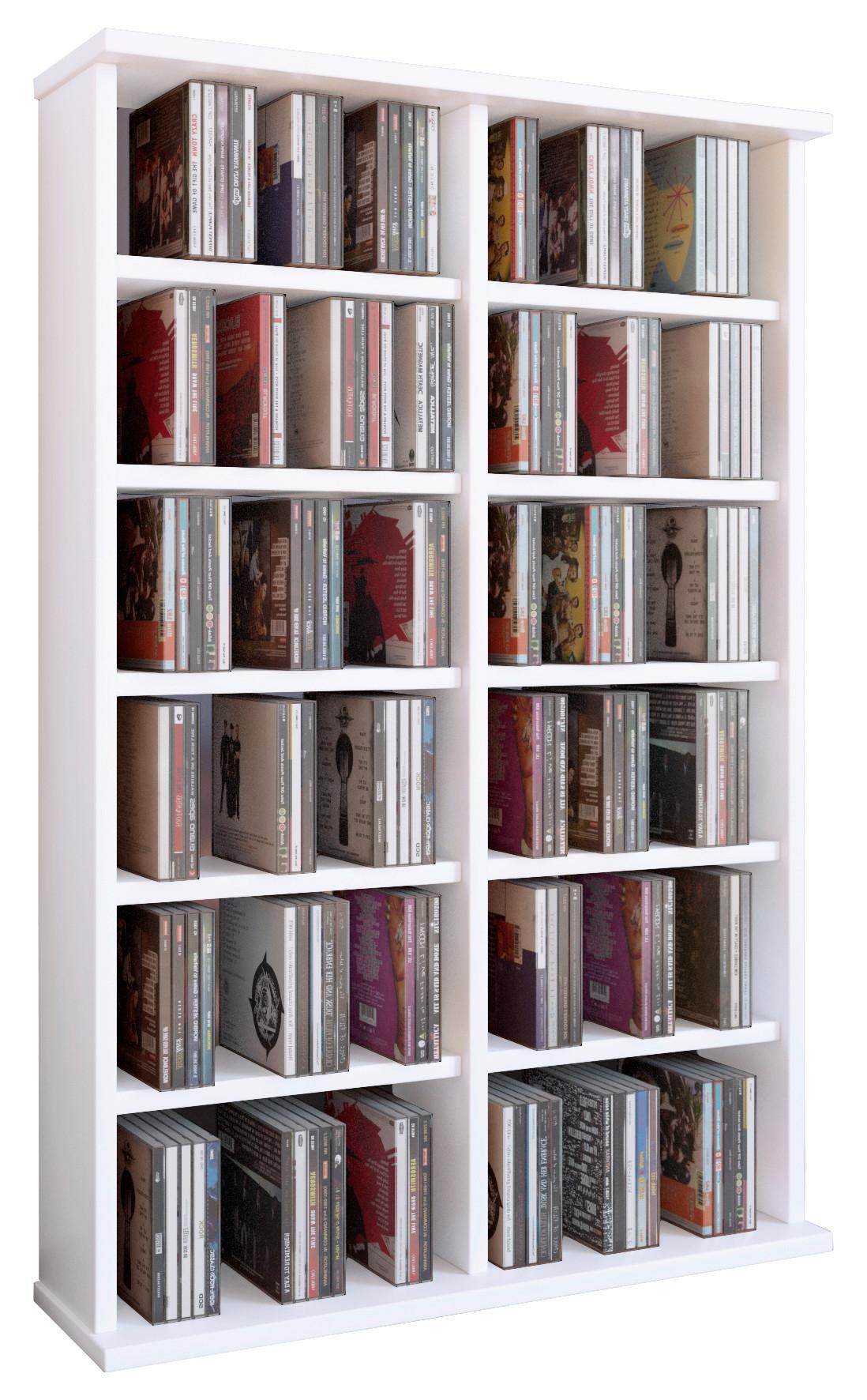 CD-Regal Ronul in Weiß, B: 60 cm - Weiß, KONVENTIONELL, Holzwerkstoff (60/92/18cm) - Livetastic