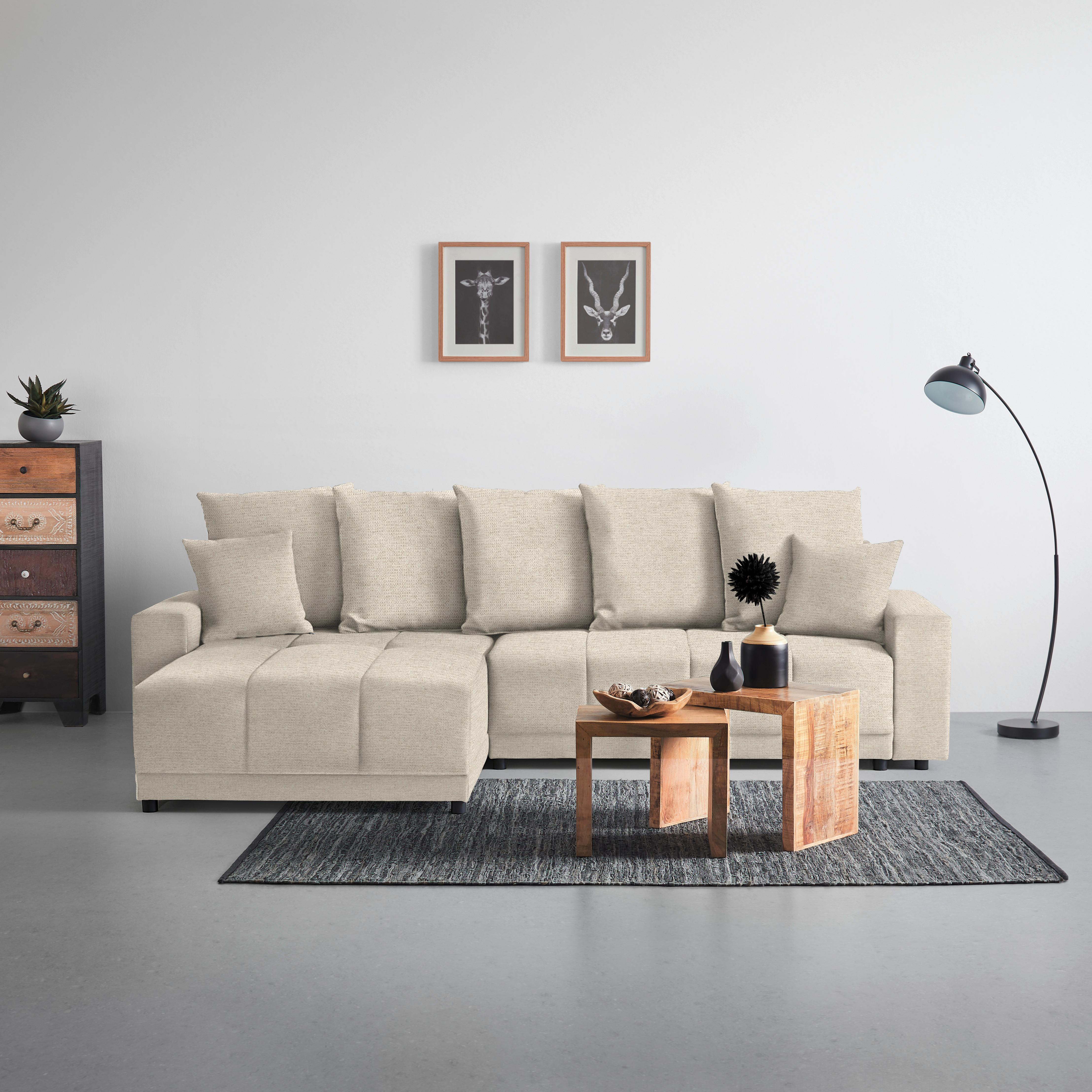 Ecksofa Alatri Beige - Beige/Schwarz, MODERN, Kunststoff/Textil (289/90/176cm) - Based