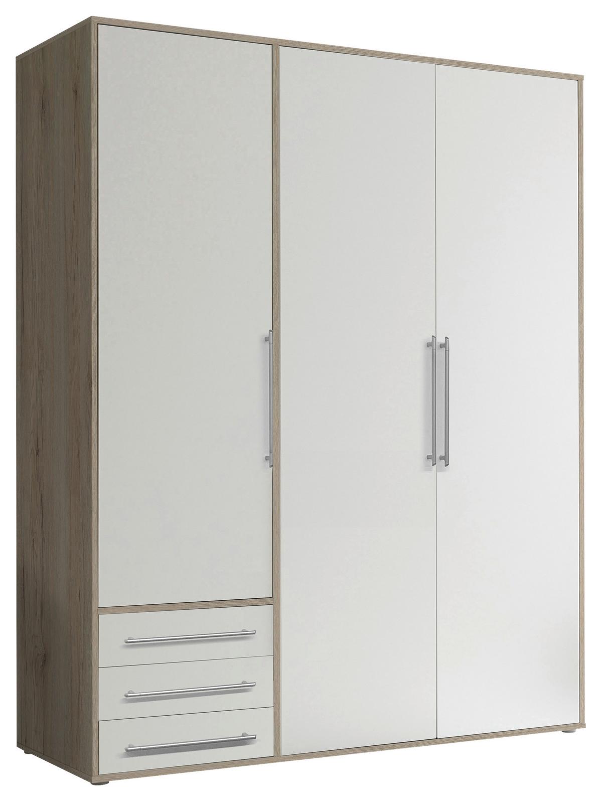 Omara S Klasičnimi Vrati Lyss, Bela, Hrast, 155 Cm - srebrne barve/bela, Moderno, umetna masa/leseni material (155/194/58cm) - Livetastic