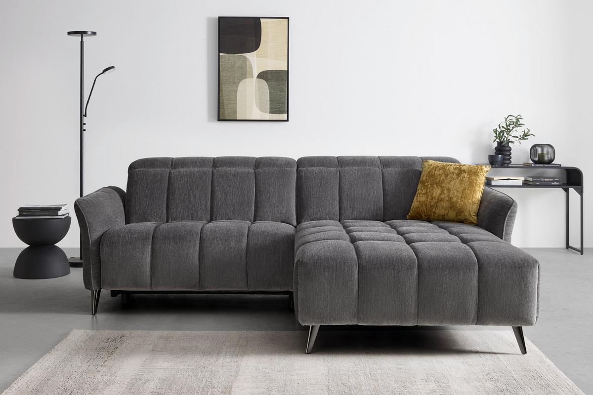 Ecksofa Pisa Anthrazit - Anthrazit/Schwarzchrom, MODERN, Holz/Textil (248/82-99/99-173cm) - Mömax