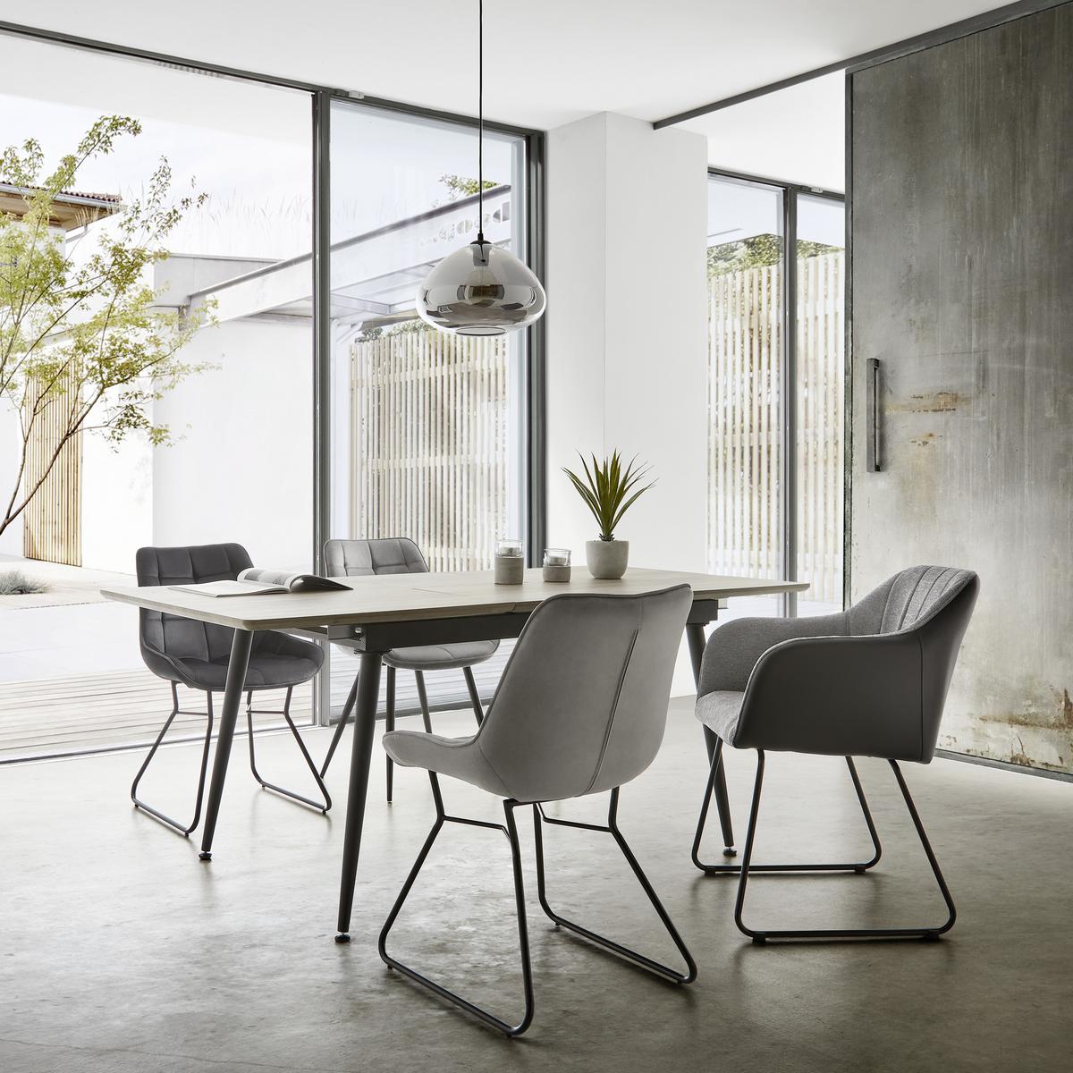 Stuhl Alina Grau Samt Gepolstert - Schwarz/Grau, MODERN, Holz/Textil (59/84/51cm) - Bessagi Home