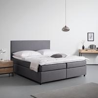 Boxbett Melia Grau ca. 180x200 cm mit Topper - Schwarz/Grau, MODERN, Holz/Holzwerkstoff (180/200cm) - Bessagi Home
