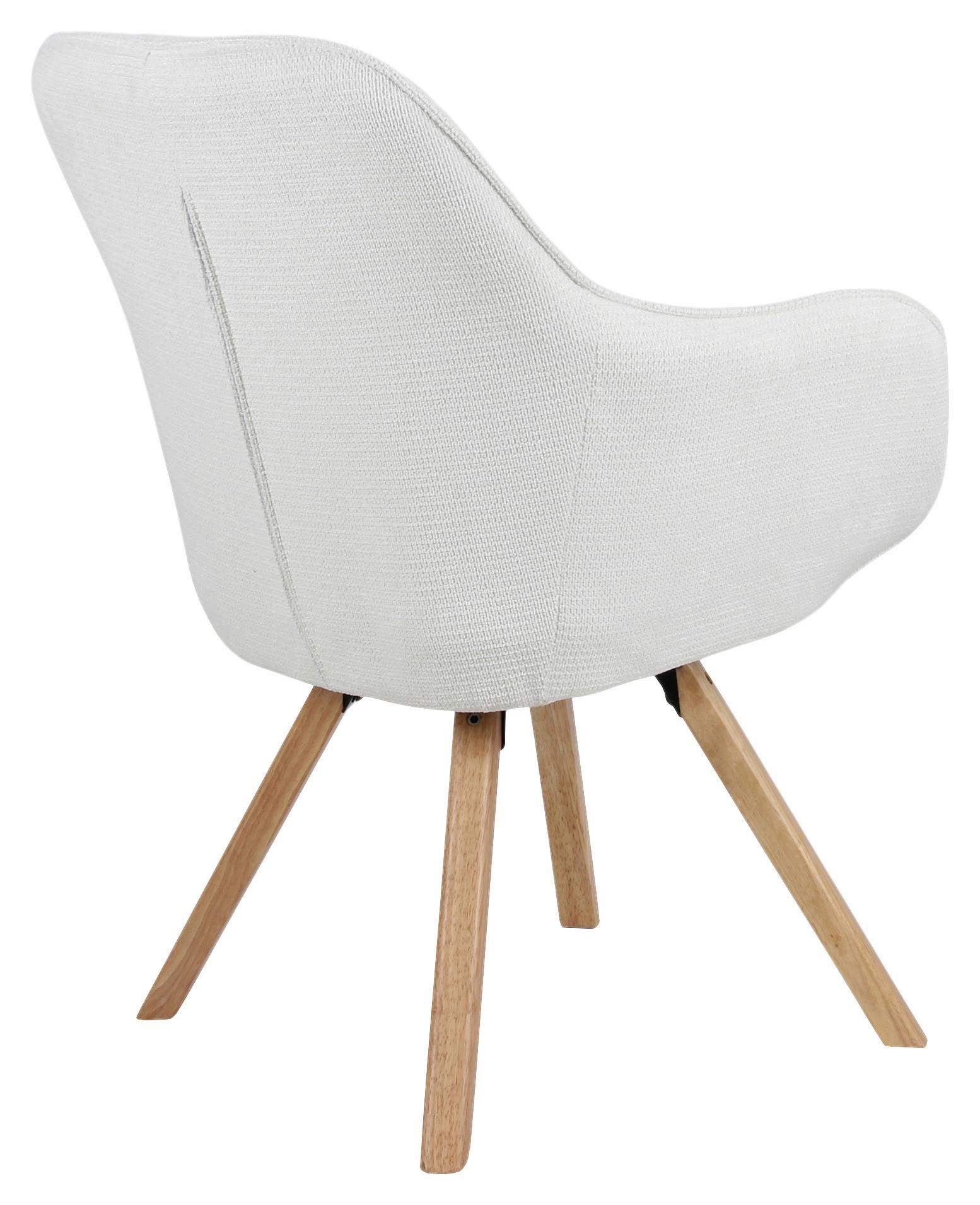 Armlehnstuhl Cosima Weiß - Weiß/Naturfarben, Design, Holz/Textil (59/84/61cm) - Mömax