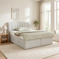 Boxspringbett Belano Hellgrau ca. 200x200cm - Hellgrau, KONVENTIONELL, Holz/Holzwerkstoff (200/200cm) - Premium Living