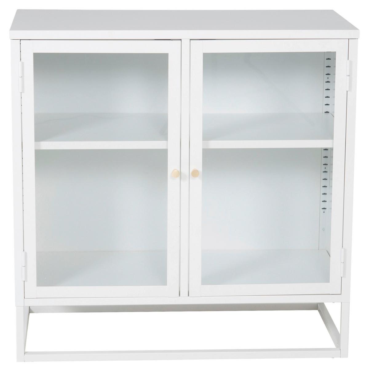 SIDEBOARD BAKAL - Weiß, Design, Glas/Metall (85/85/40cm) - Livetastic