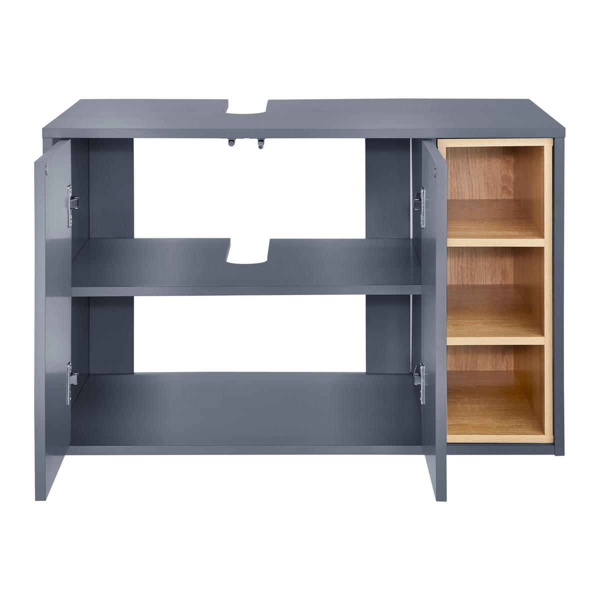 SZAFKA POD UMYWALKĘ LUCIANO - kolor naturalny/szary, Modern, drewno (80/51/47,3cm) - Bessagi Home