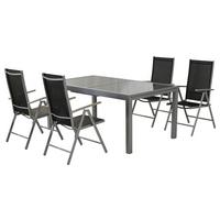 GARTENSET AMALFI - Silberfarben/Schwarz, MODERN, Textil/Metall - Gardenson